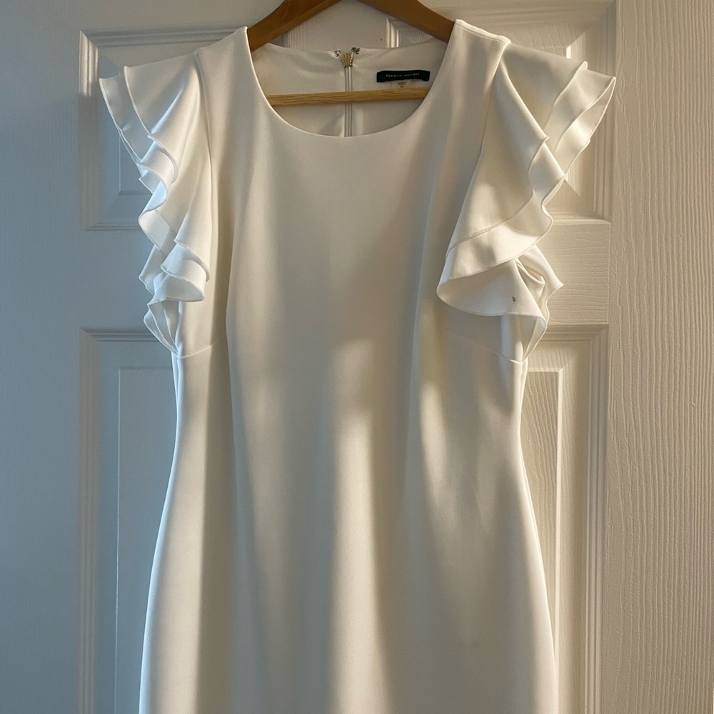 Tommy Hilfiger white dress with ruffle sleeves